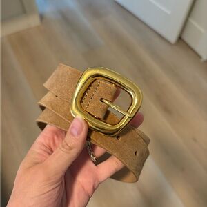 NEW NWOT Madewell Suede Wide Belt with Gold Buckle - Tan, never used!!